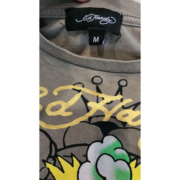 Ed Hardy Women True To My Love Cropped T Shirt With Mesh Tattoo Sleeves Medium - Picture 4 of 6